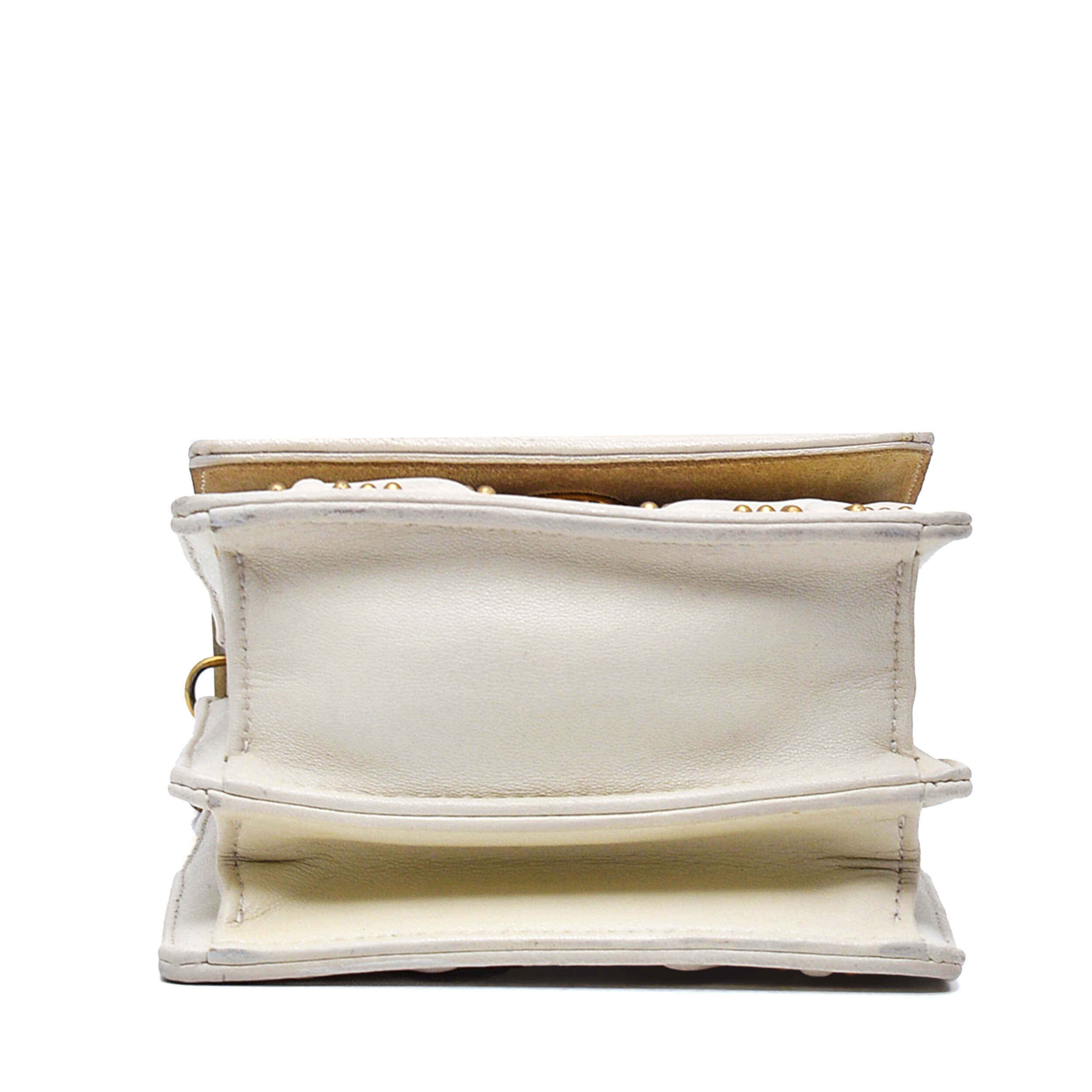 Christian Dior -White Studded Leather Diorama Crossbody Bag